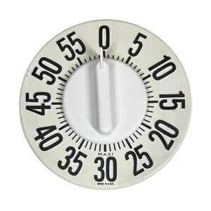 Vintage Maxi Retro Made USA 8" Maxi-Aids Deluxe Wall Timer White NY Low Vision